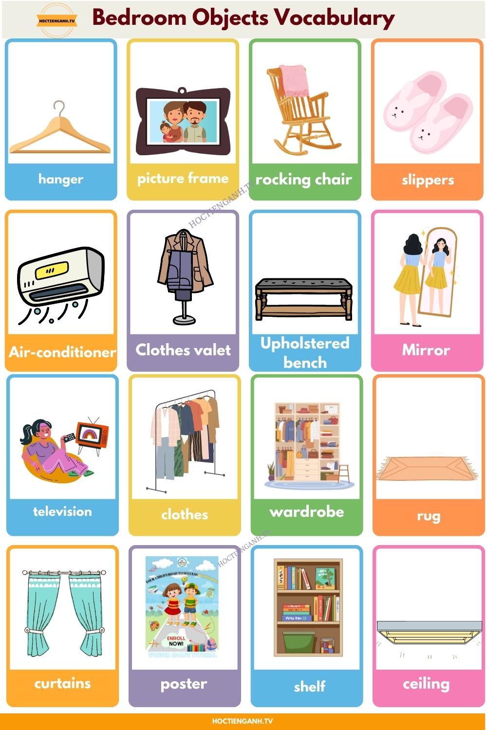 Bedroom Objects Vocabulary with Pictures 2